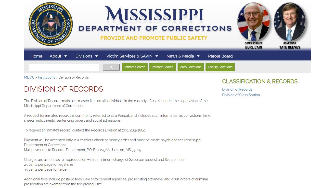 Division of Records - MS